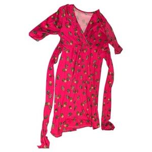 Mother Bee maternity comfortable soft 3/4 sleeve fun pineapple v neck dress